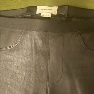 Leather Helmut Lang skinny pants.